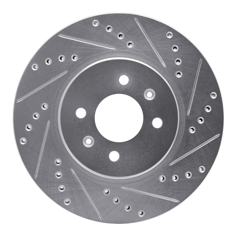 Hyundai Accent Brake Rotor (1) - Front Right - DFC - Drilled & Slotted - Silver - `12-`23