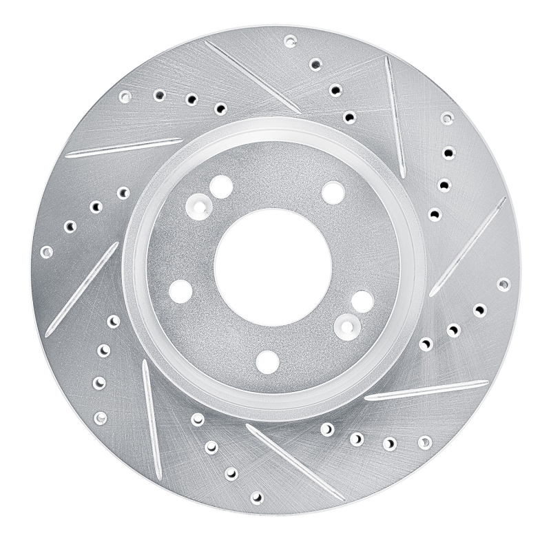 Kia Soul Brake Rotor (1) - Front Right - DFC - Drilled & Slotted - Silver - `15-`19