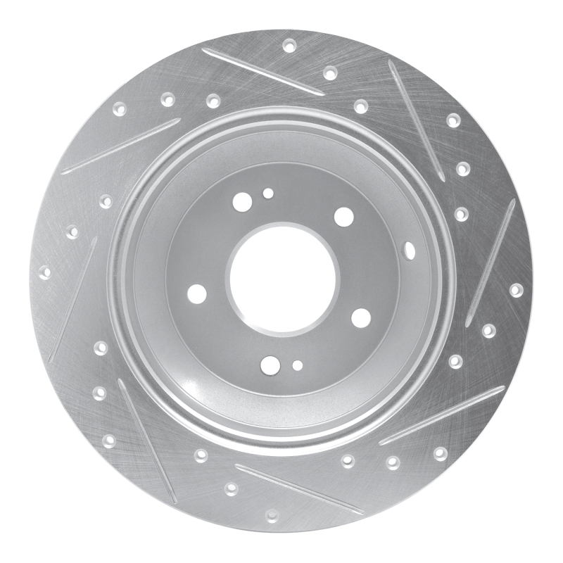 Kia Sorento Brake Rotor (1) - Rear Left - DFC - Drilled & Slotted - Silver - `15-`20