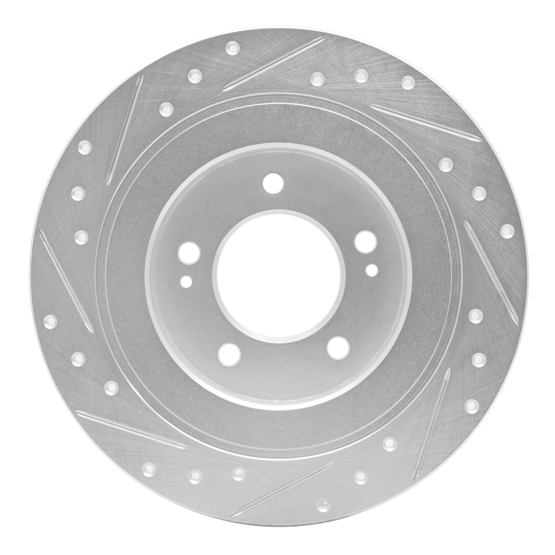 Hyundai Kona EV Brake Rotor (1) - Rear Right - DFC - Drilled & Slotted - Silver - `17-`23