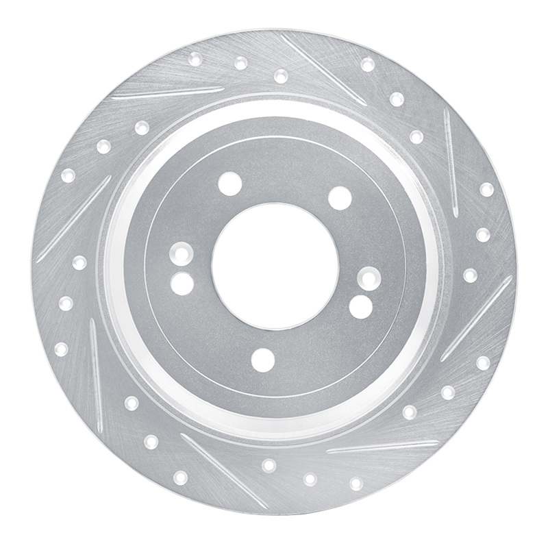Hyundai Tucson Brake Rotor (1) - Rear Right - DFC - Drilled & Slotted - Silver - `17-`25