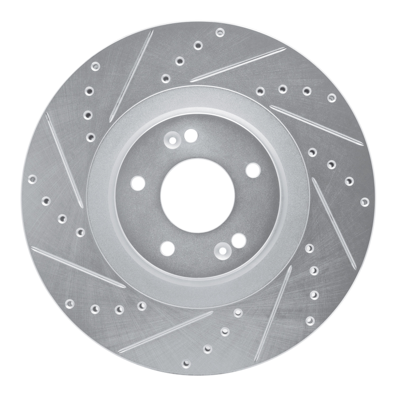 Hyundai Palisade Brake Rotor (1) - Front Left - DFC - Drilled & Slotted - Silver - `20-`25