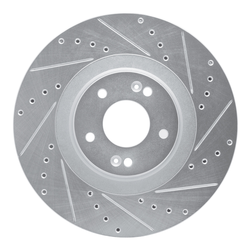 Hyundai Palisade Brake Rotor (1) - Front Right - DFC - Drilled & Slotted - Silver - `20-`25