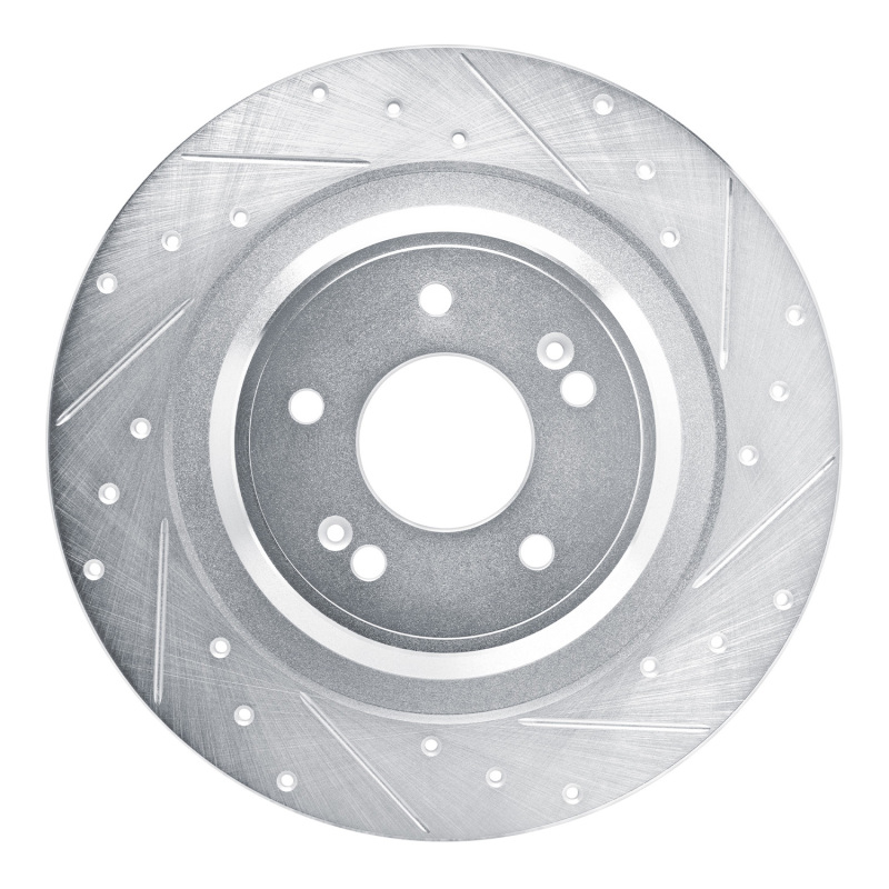 Hyundai Santa Fe Brake Rotor (1) - Rear Right - DFC - Drilled & Slotted - Silver - `22-`25