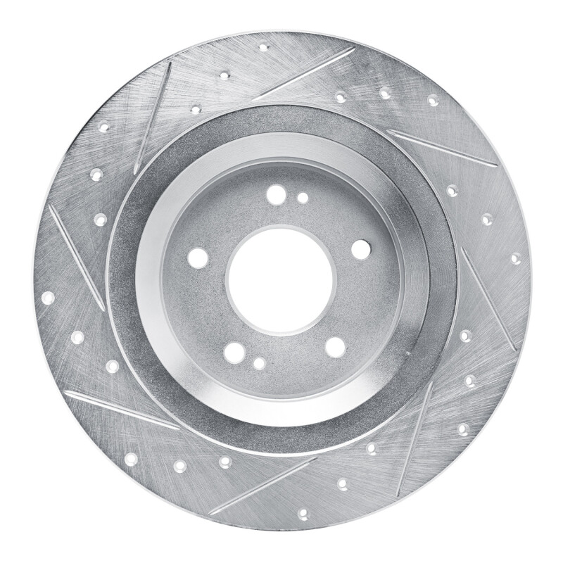 Hyundai Santa Fe Brake Rotor (1) - Rear Right - DFC - Drilled & Slotted - Silver - `22-`25