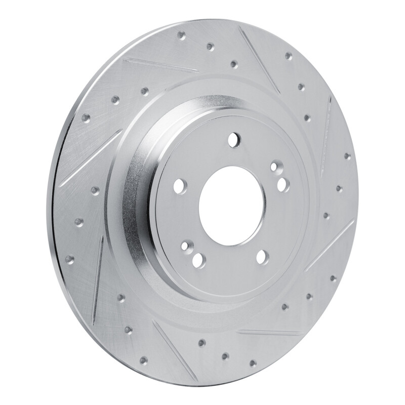 Hyundai Santa Fe Brake Rotor (1) - Rear Right - DFC - Drilled & Slotted - Silver - `22-`25
