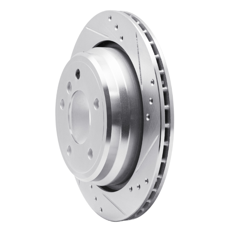 BMW 530i Brake Rotor (1) - Rear Right - DFC - Drilled & Slotted - Silver - `96-`03