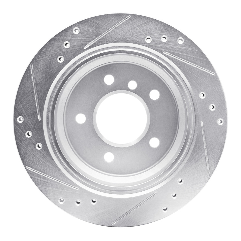 BMW 530i Brake Rotor (1) - Rear Right - DFC - Drilled & Slotted - Silver - `96-`03