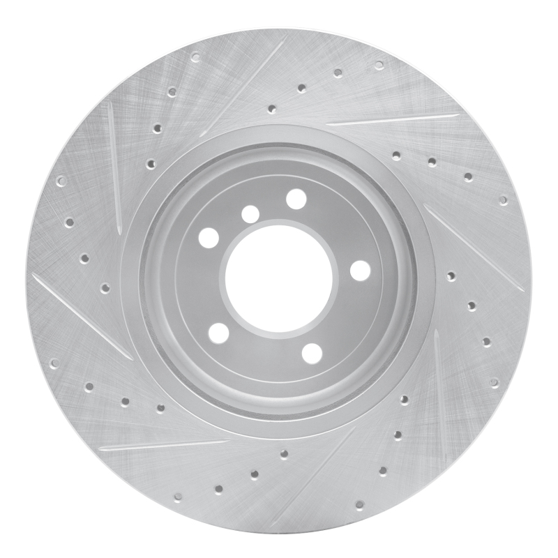 BMW 550i Brake Rotor (1) - Front Right - DFC - Drilled & Slotted - Silver - `04-`10
