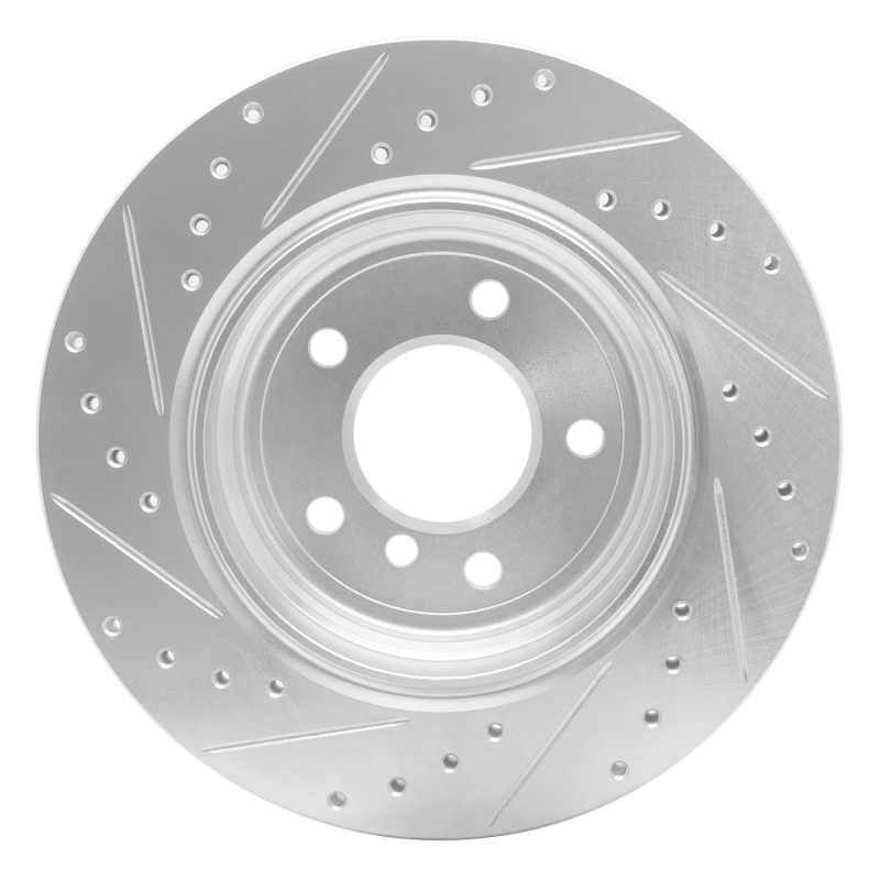 BMW 525i Brake Rotor (1) - Rear Right - DFC - Drilled & Slotted - Silver - `04-`10