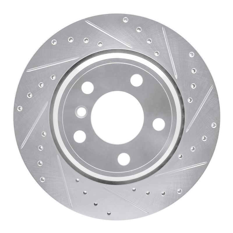BMW X5 Brake Rotor (1) - Rear Right - DFC - Drilled & Slotted - Silver - `02-`06
