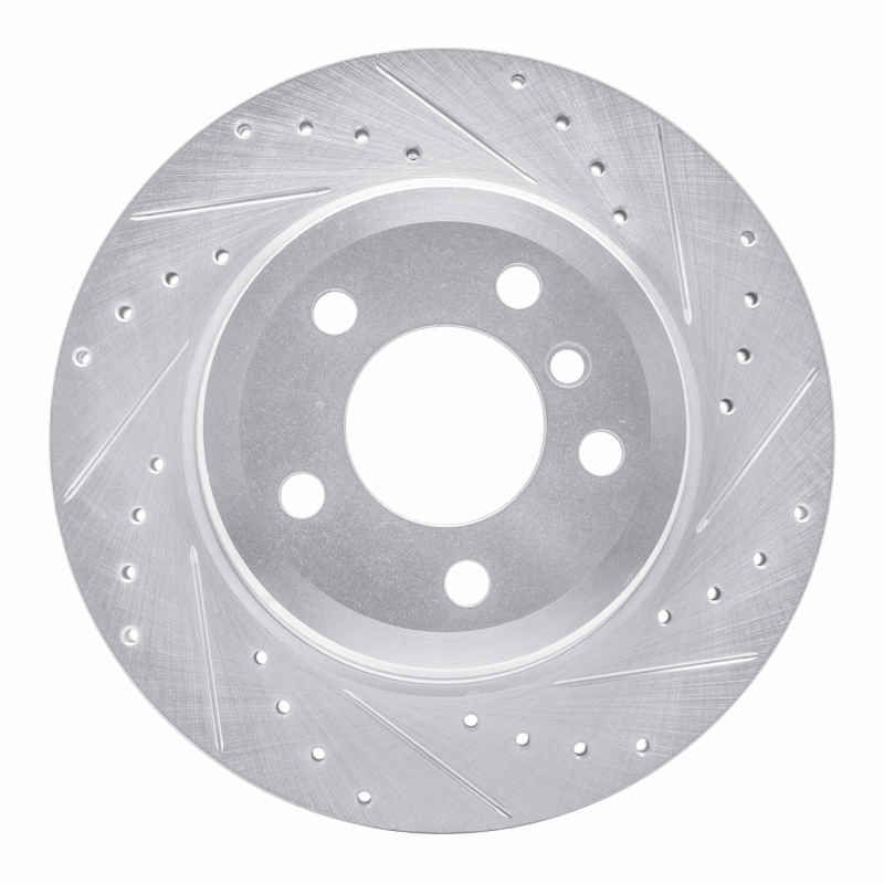 BMW X6 Brake Rotor (1) - Rear Right - DFC - Drilled & Slotted - Silver - `07-`19