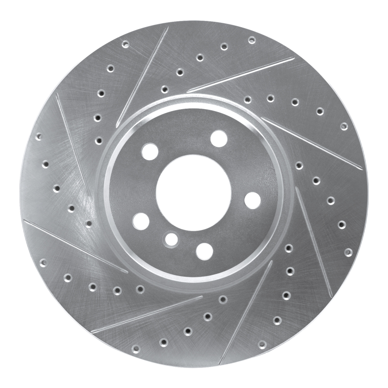 BMW X5 Brake Rotor (1) - Front Left - DFC - Drilled & Slotted - Silver - `08-`19