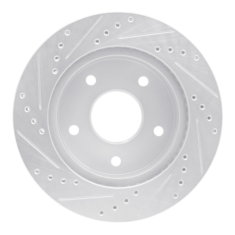 Dodge Ram 1500 Pickup Brake Rotor (1) - Front Right - DFC - Drilled & Slotted - Silver - `00-`02