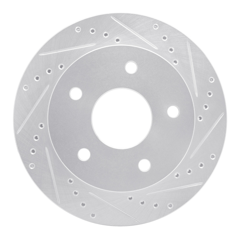 Dodge Ram 1500 Pickup Brake Rotor (1) - Front Right - DFC - Drilled & Slotted - Silver - `00-`02