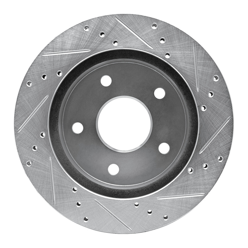 Dodge Ram 1500 Pickup Brake Rotor (1) - Front Left - DFC - Drilled & Slotted - Silver - `00-`01