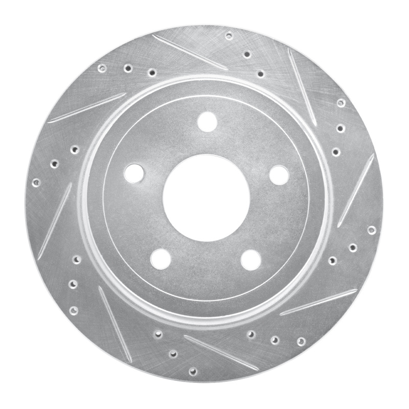 Dodge Ram 1500 Pickup Brake Rotor (1) - Rear Left - DFC - Drilled & Slotted - Silver - `04-`06