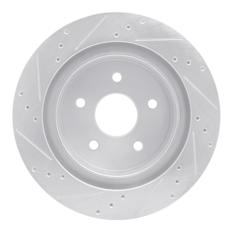 Dodge Ram 1500 Pickup Brake Rotor (1) - Rear Right - DFC - Drilled & Slotted - Silver - `04-`06