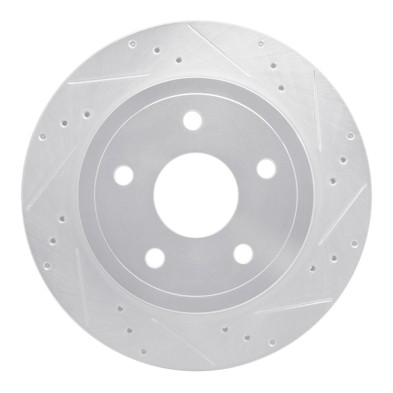 Dodge Ram 1500 Pickup Brake Rotor (1) - Rear Right - DFC - Drilled & Slotted - Silver - `04-`06