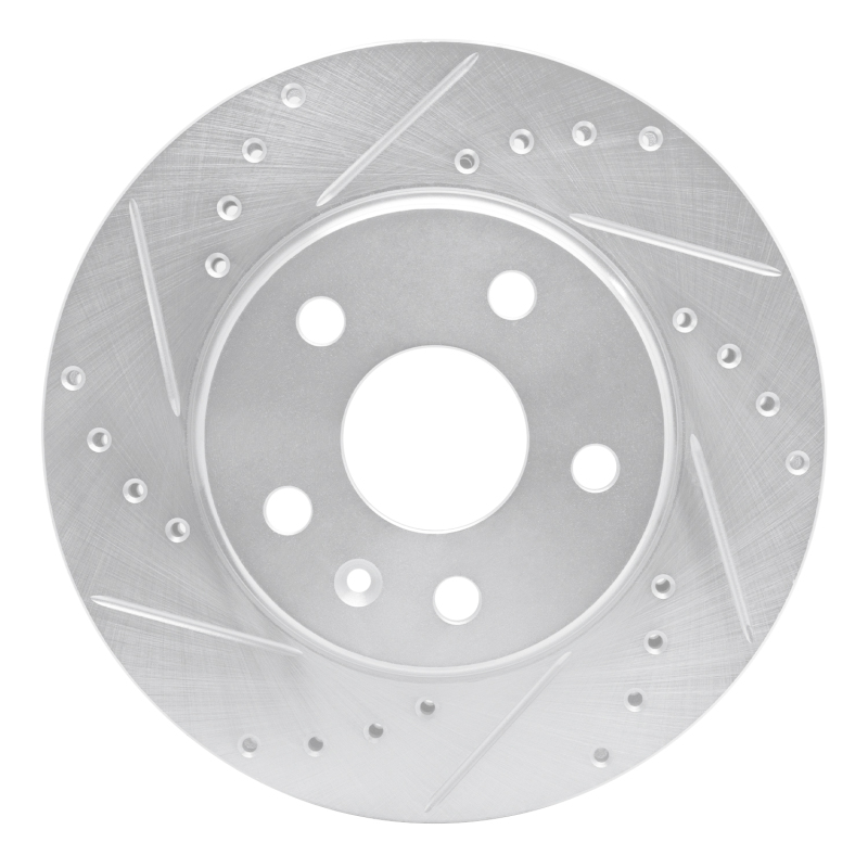Buick LaCrosse Brake Rotor (1) - Front Left - DFC - Drilled & Slotted - Silver - `11-`16