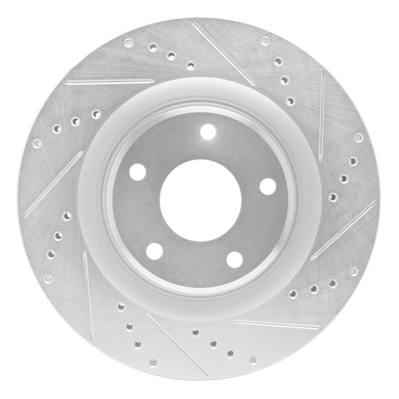 Cadillac XLR Brake Rotor (1) - Front Right - DFC - Drilled & Slotted - Silver - `05-`13