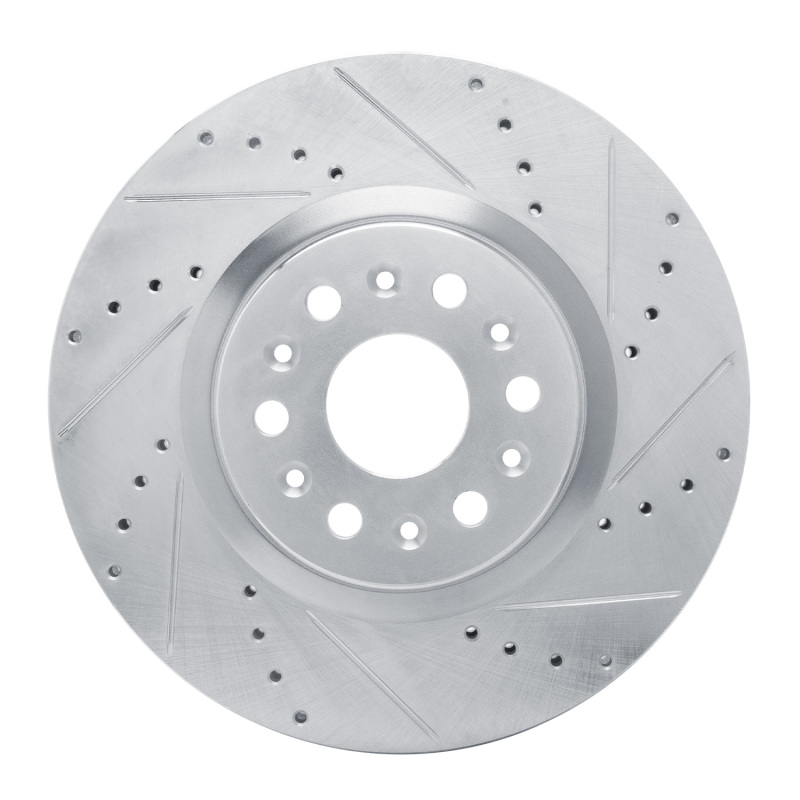 Buick Enclave Brake Rotor (1) - Front Right - DFC - Drilled & Slotted - Silver - `17-`25