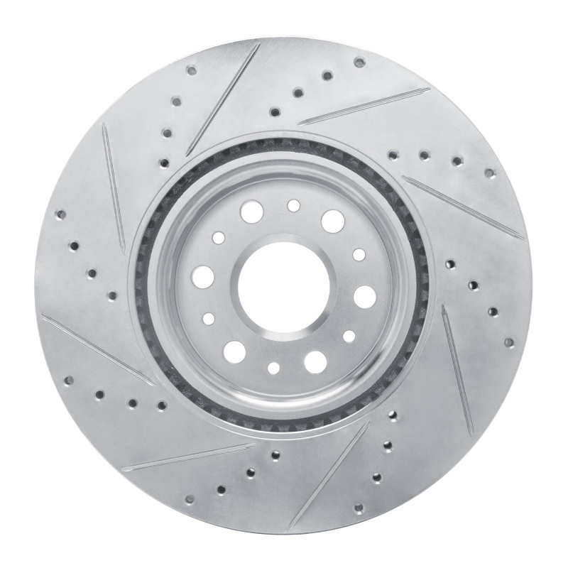 Buick Enclave Brake Rotor (1) - Front Right - DFC - Drilled & Slotted - Silver - `17-`25