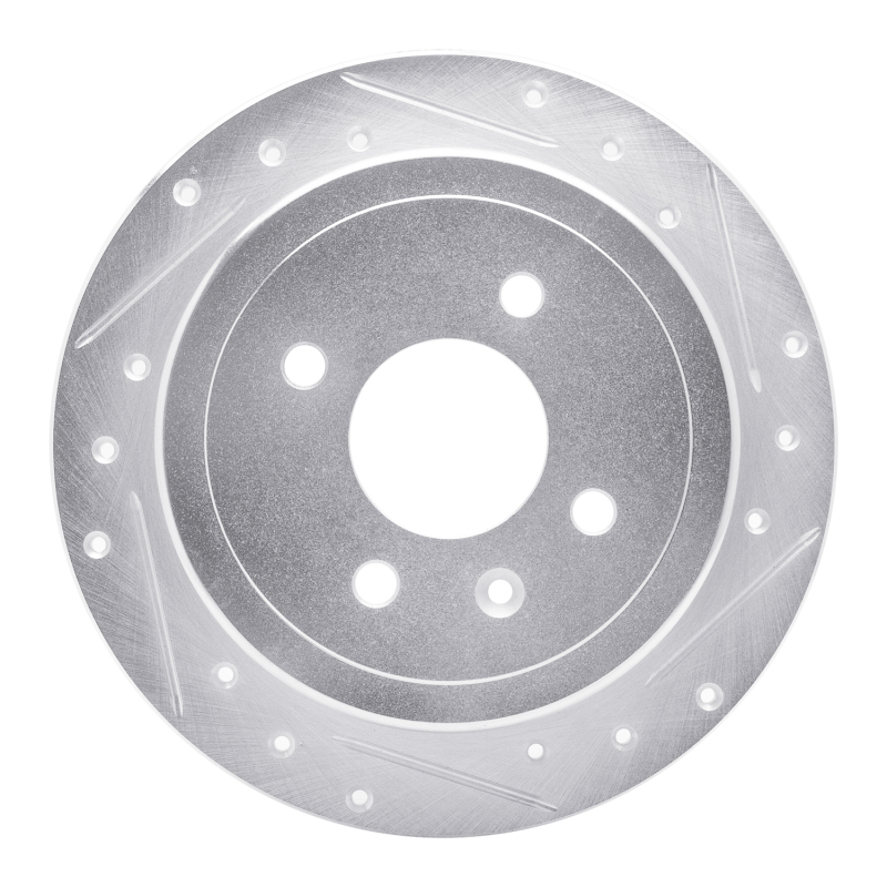 Chevrolet Spark EV Brake Rotor (1) - Rear Right - DFC - Drilled & Slotted - Silver - `14-`16