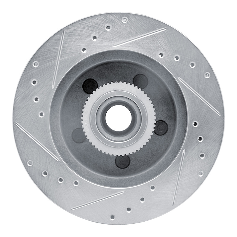 Chevrolet C1500 Suburban Brake Rotor (1) - Front Right - DFC - Drilled & Slotted - Silver - `92-`02