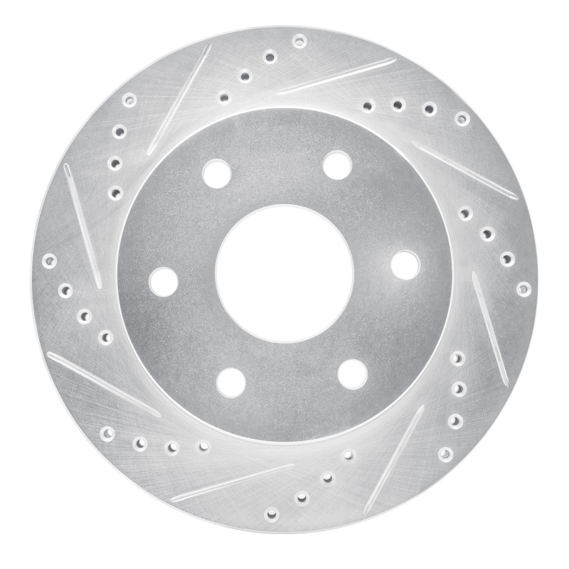 Cadillac Escalade ESV Brake Rotor (1) - Front Left - DFC - Drilled & Slotted - Silver - `99-`08
