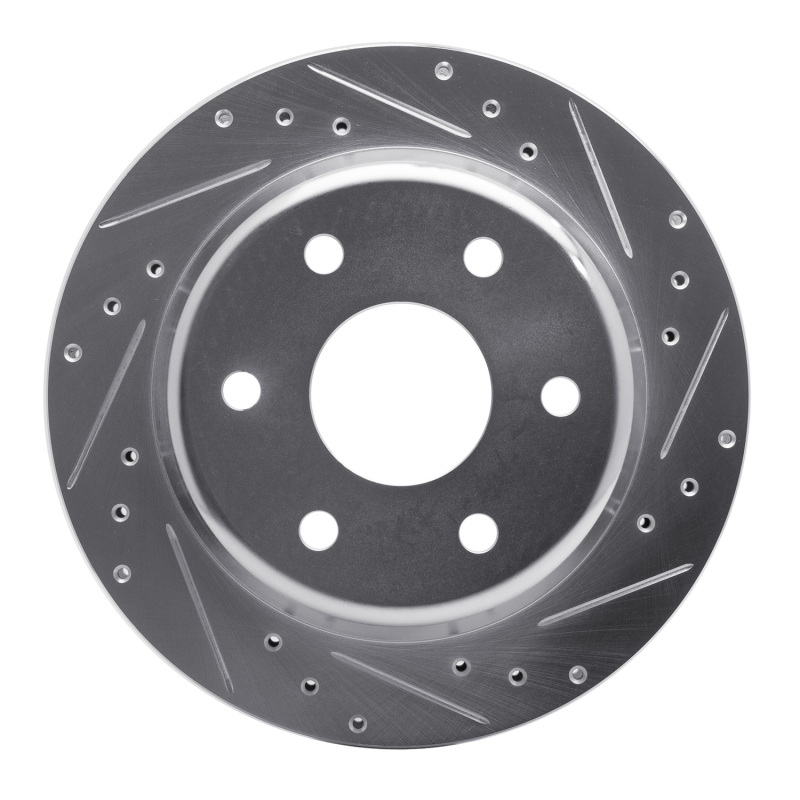 Cadillac Escalade EXT Brake Rotor (1) - Rear Right - DFC - Drilled & Slotted - Silver - `00-`14