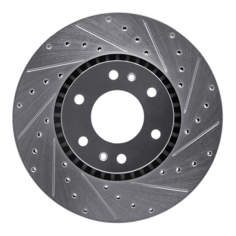 Buick Rainier Brake Rotor (1) - Front Right - DFC - Drilled & Slotted - Silver - `02-`09
