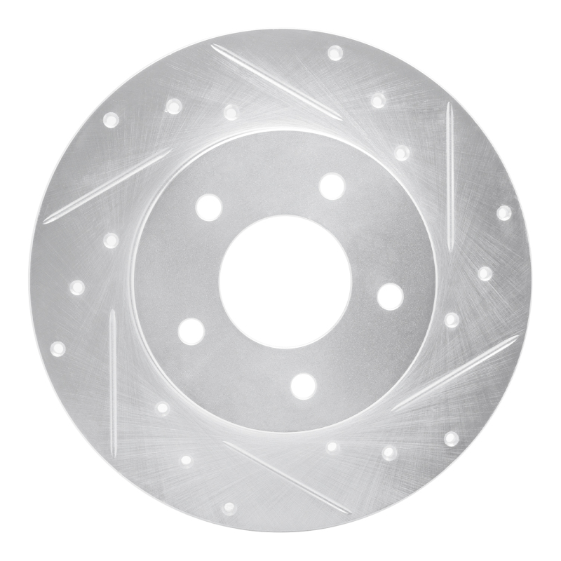 Buick Park Avenue Brake Rotor (1) - Rear Right - DFC - Drilled & Slotted - Silver - `92-`05