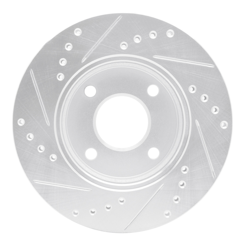 Ford Ikon Brake Rotor (1) - Front Right - DFC - Drilled & Slotted - Silver - `00-`15