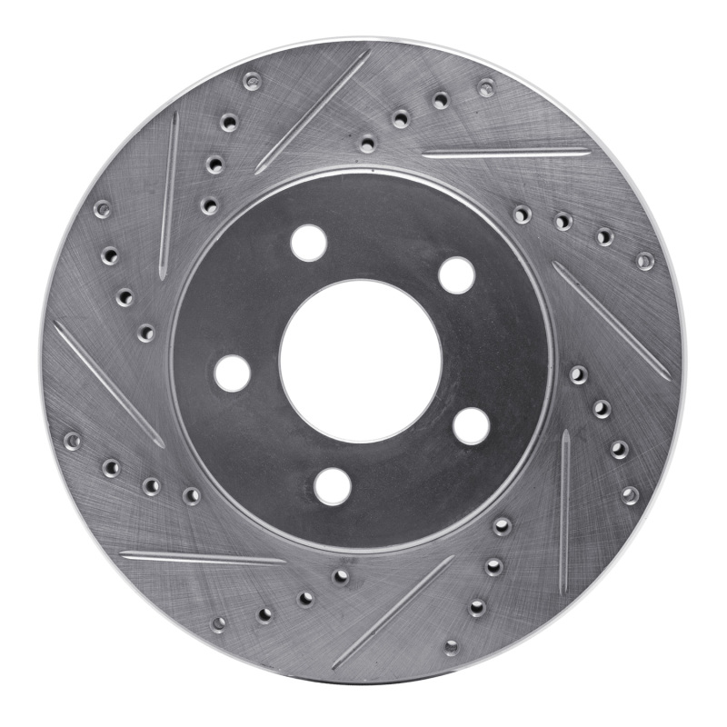 Ford Mustang Brake Rotor (1) - Front Left - DFC - Drilled & Slotted - Silver - `05-`10