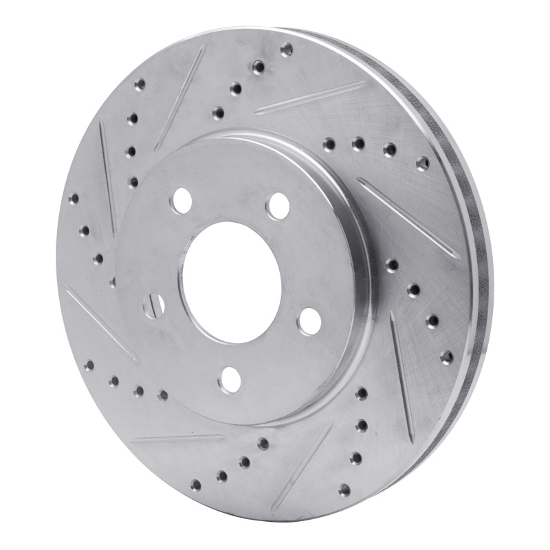Ford Mustang Brake Rotor (1) - Front Left - DFC - Drilled & Slotted - Silver - `05-`10