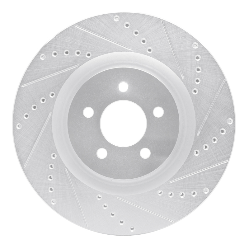 Ford Mustang Brake Rotor (1) - Front Right - DFC - Drilled & Slotted - Silver - `07-`14