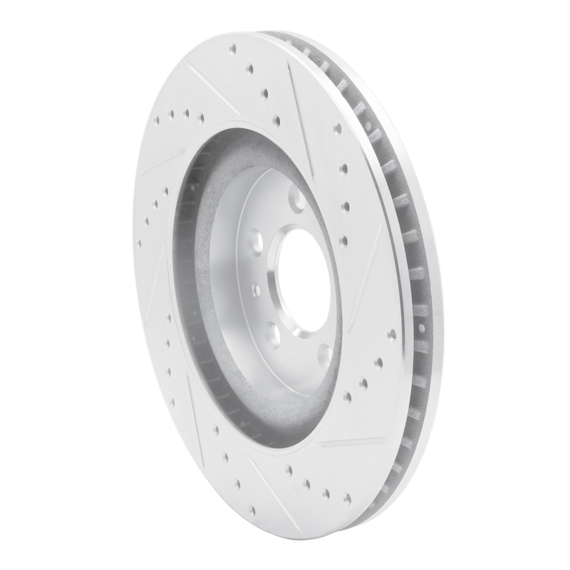 Ford Mustang Brake Rotor (1) - Front Left - DFC - Drilled & Slotted - Silver - `11-`14