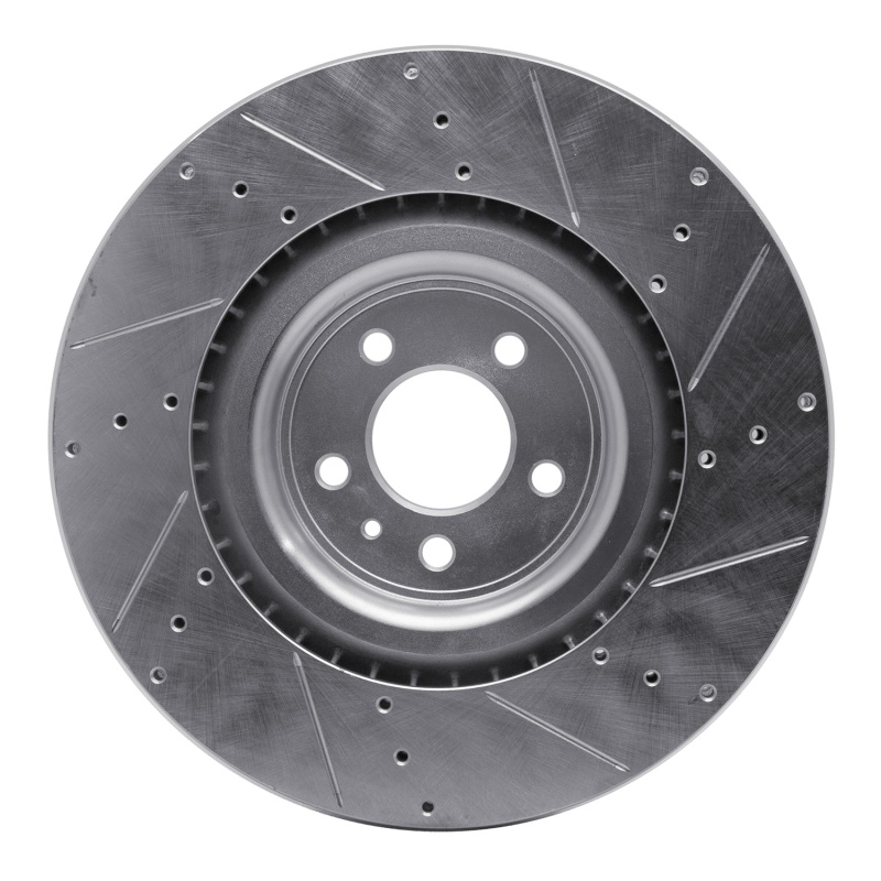 Ford Mustang Brake Rotor (1) - Front Left - DFC - Drilled & Slotted - Silver - `13-`14