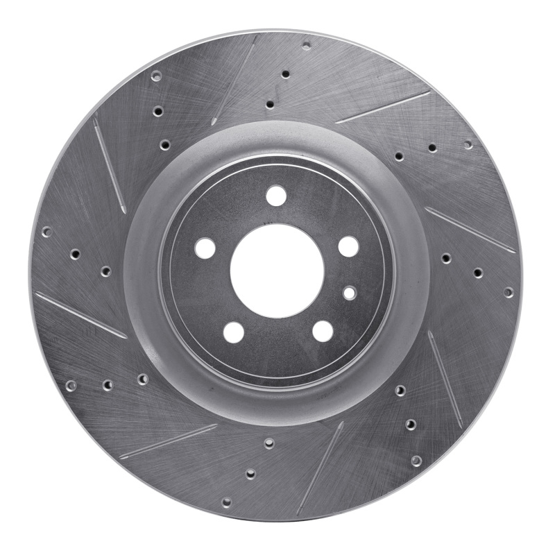 Ford Mustang Brake Rotor (1) - Front Left - DFC - Drilled & Slotted - Silver - `13-`14