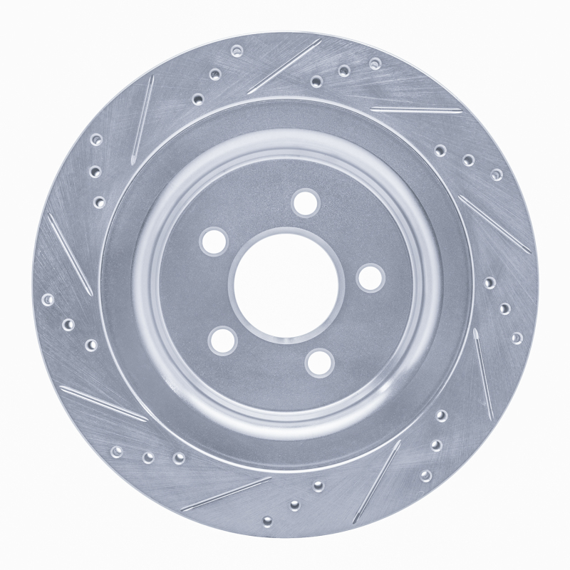 Ford Mustang Brake Rotor (1) - Rear Right - DFC - Drilled & Slotted - Silver - `15-`23