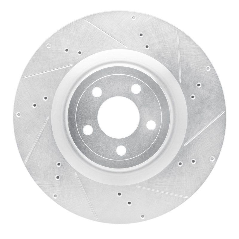 Ford Mustang Brake Rotor (1) - Front Right - DFC - Drilled & Slotted - Silver - `15-`23