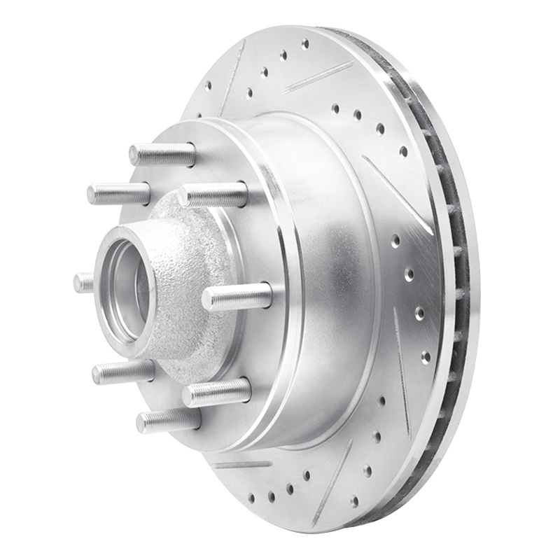 Ford E-350 Super Duty Brake Rotor (1) - Front Left - DFC - Drilled & Slotted - Silver - `95-`04