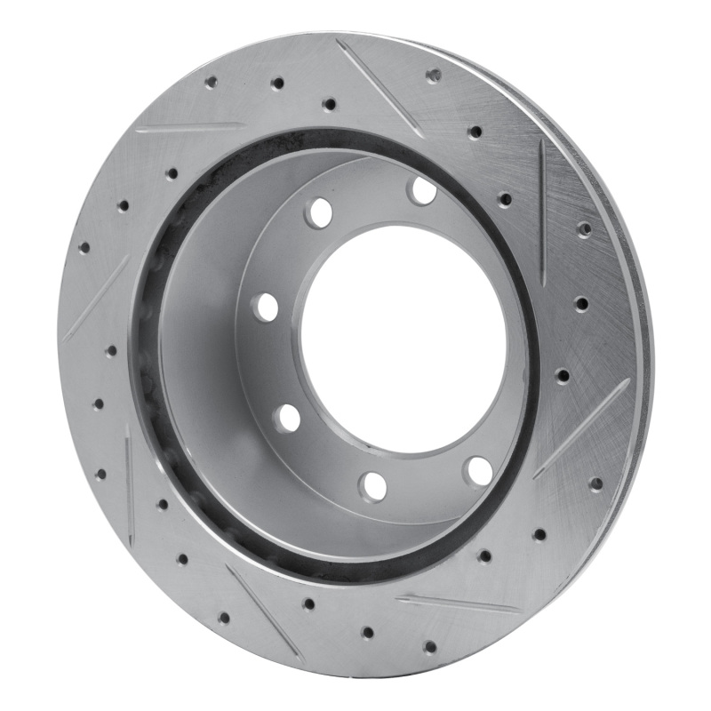 Ford F-250 Super Duty Brake Rotor (1) - Rear Left - DFC - Drilled & Slotted - Silver - `99-`05