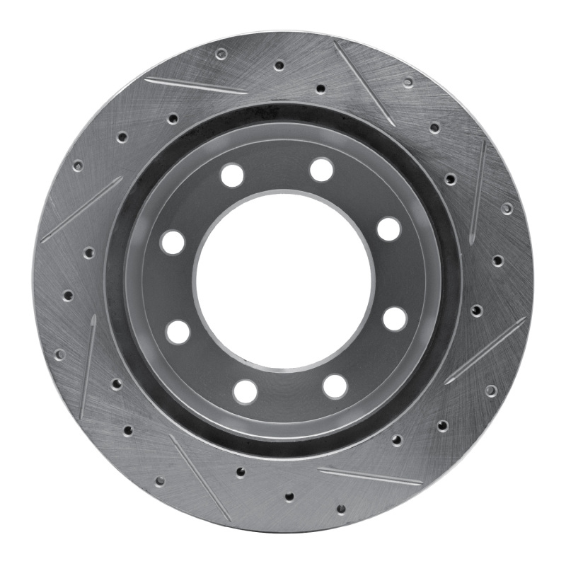 Ford F-250 Super Duty Brake Rotor (1) - Rear Left - DFC - Drilled & Slotted - Silver - `99-`05