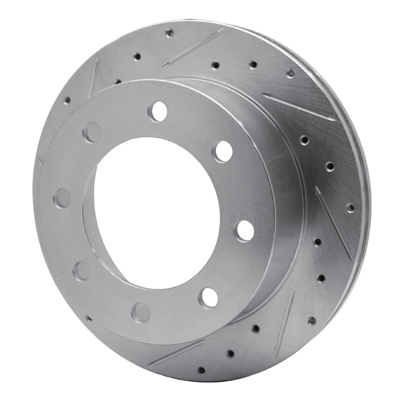 Ford F-250 Super Duty Brake Rotor (1) - Rear Left - DFC - Drilled & Slotted - Silver - `99-`05