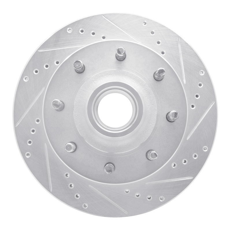 Ford F-350 Super Duty Brake Rotor (1) - Front Right - DFC - Drilled & Slotted - Silver - `99-`02