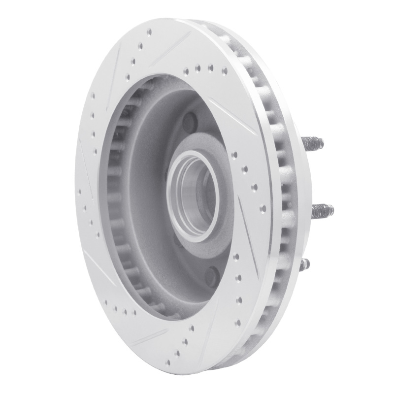 Ford F-350 Super Duty Brake Rotor (1) - Front Right - DFC - Drilled & Slotted - Silver - `99-`02