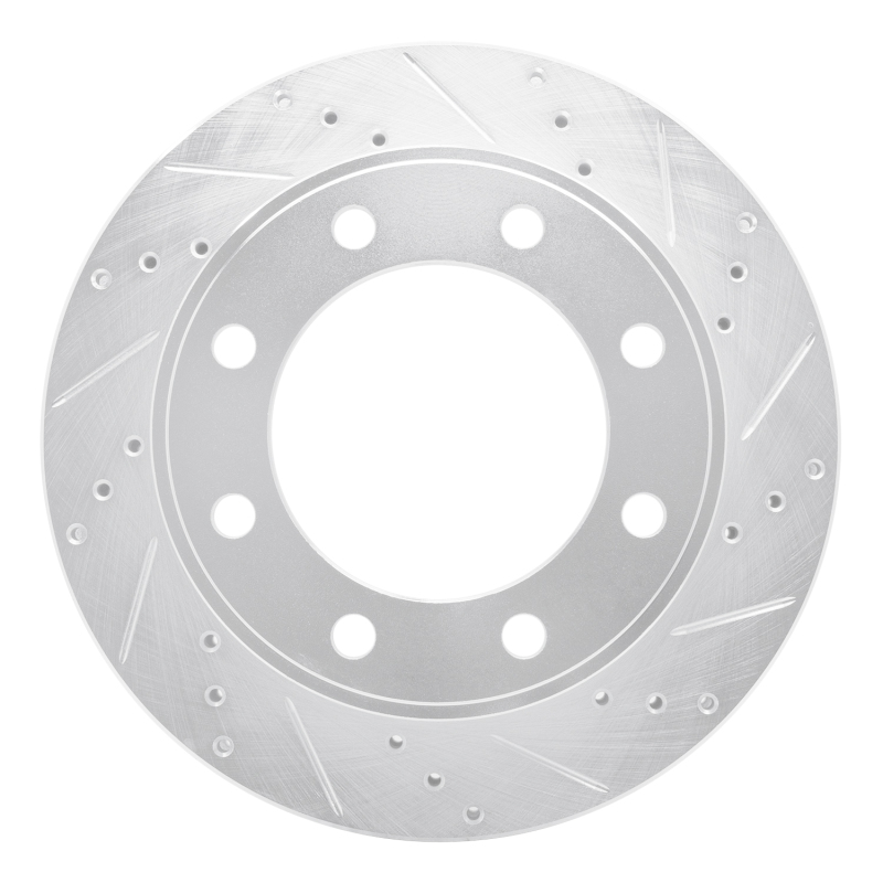 Ford Excursion Brake Rotor (1) - Front Right - DFC - Drilled & Slotted - Silver - `99-`05