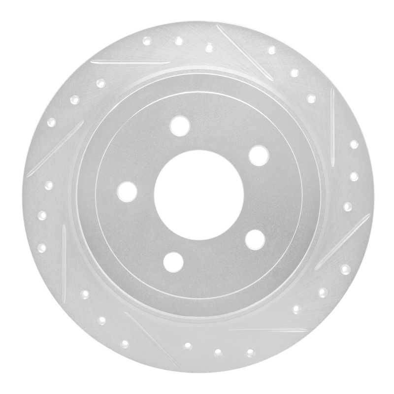 Ford Explorer Sport Brake Rotor (1) - Rear Right - DFC - Drilled & Slotted - Silver - `03-`05